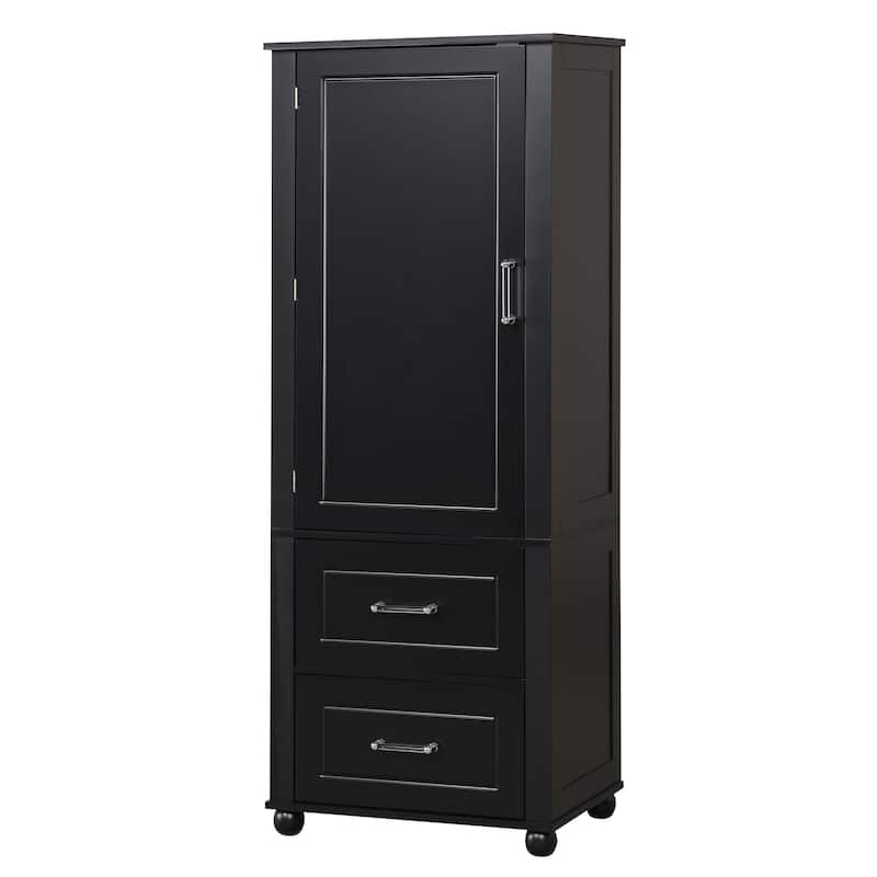 Tall Bathroom Storage Cabinet,Freestanding Storage Cabinet with Two Drawers and Adjustable Shelf,MDF Board with Painted Finish