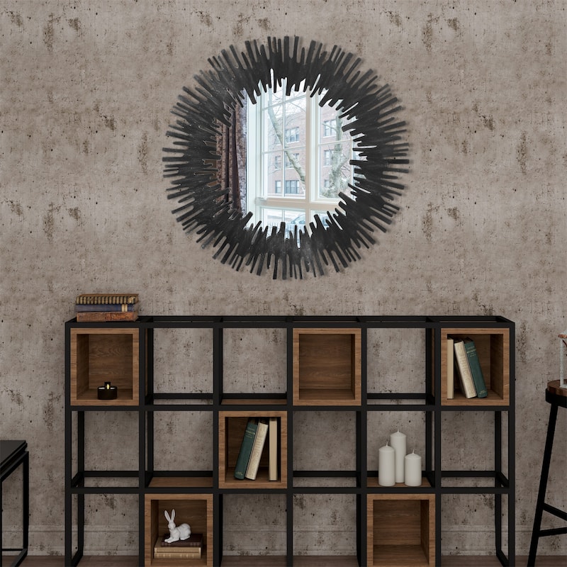 Sunburst Black Accent Wall Mirror - 33.5"×33.5"