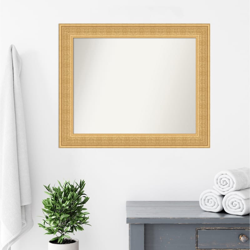 Trellis Non-Beveled Wood Framed Bathroom Vanity Wall Mirror - Trellis Gold