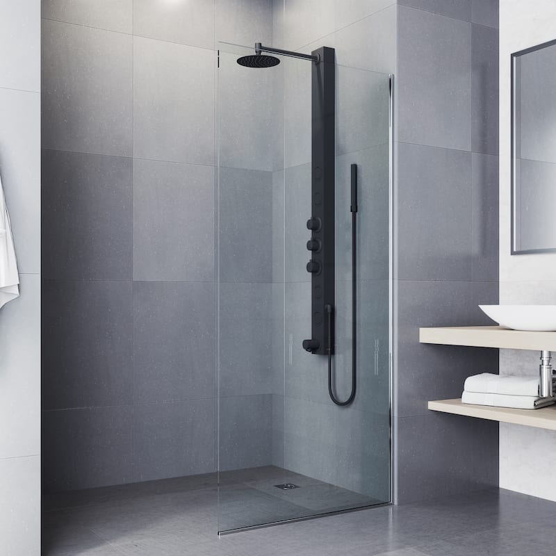 VIGO Bowery 58" H x 4" W 4-Jet Shower Panel with Round Shower Head and Tub Filler