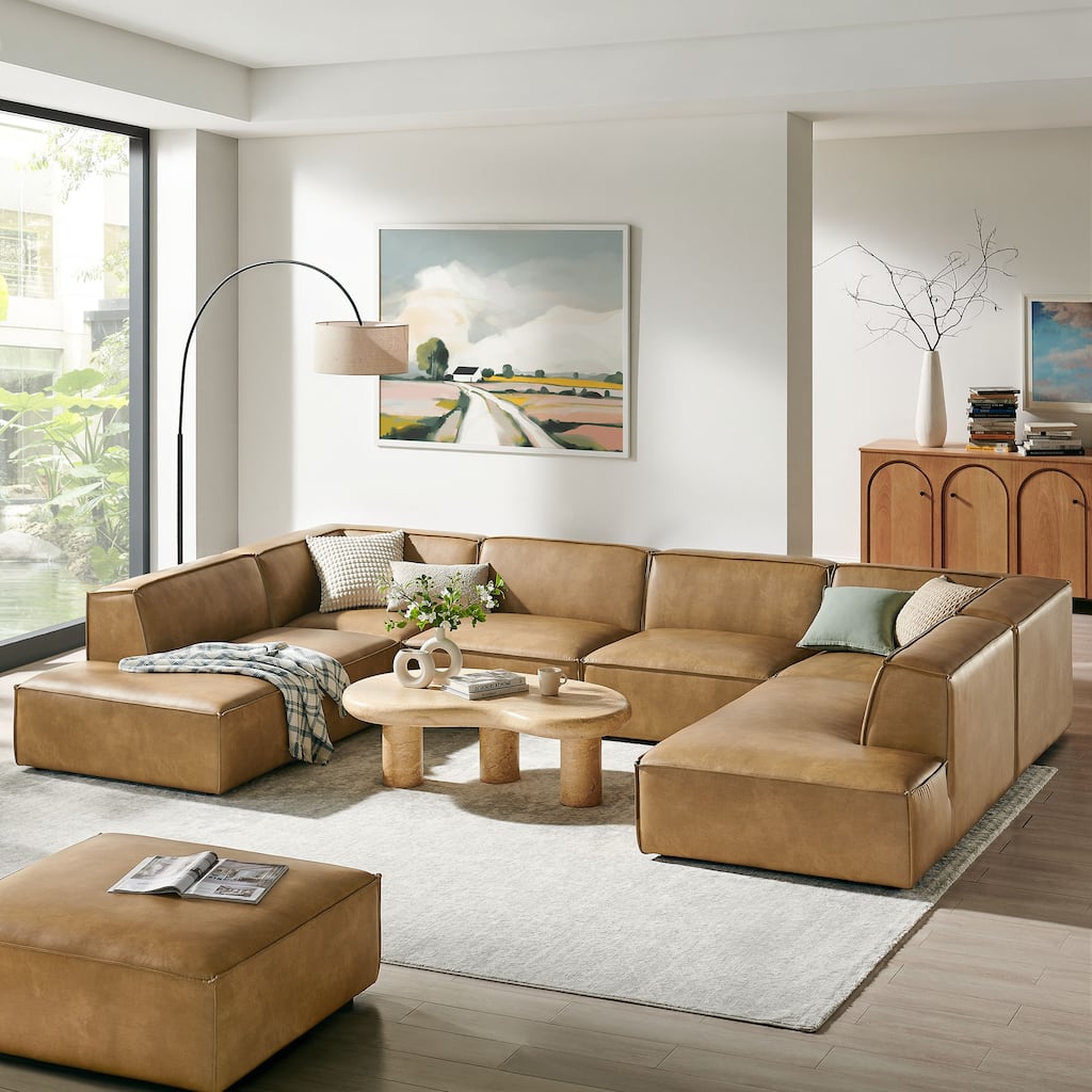Restore 6-Piece Vegan Leather U-Shaped Armless Sectional Sofa