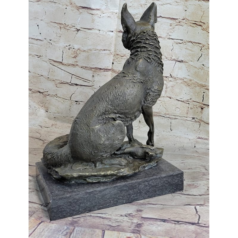 Signed Original Hot Cast Imitative Fox Shy Animal Bronze Sculpture By Williams Figurine