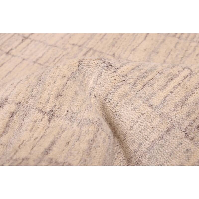 ECARPETGALLERY Hand Loomed Elysian Ivory, Light Grey Wool Rug - 7'10 x 9'11