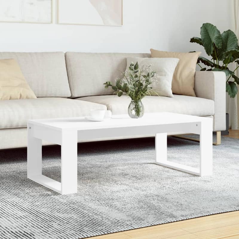 vidaXL Coffee Table White/Black/Brown Oak/Smoked Oak 40.2"x19.7"x13.8" Engineered Wood - 40.2" x 19.7" x 13.8" - White