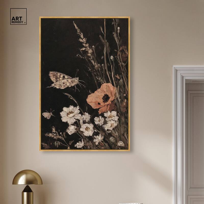 Poppy and Moth II Canvas by Art Remedy