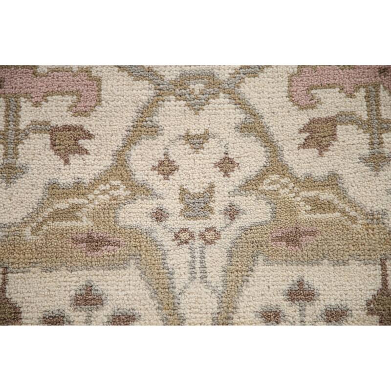 Ivory Oushak Style Runner Rug Hand-knotted Wool Carpet - 2'6"x 9'9"