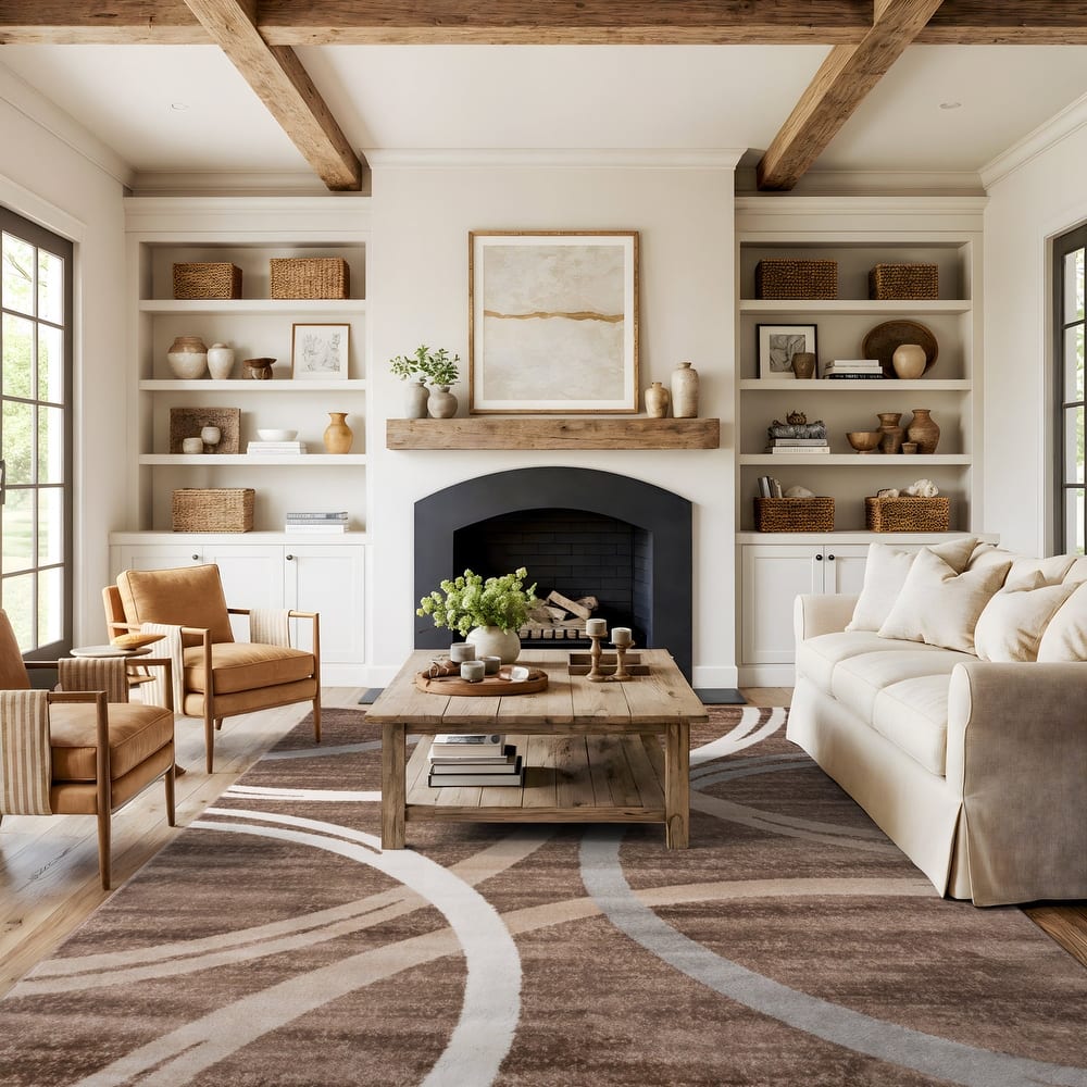 World Rug Gallery Contemporary Abstract Circles Design Area Rug