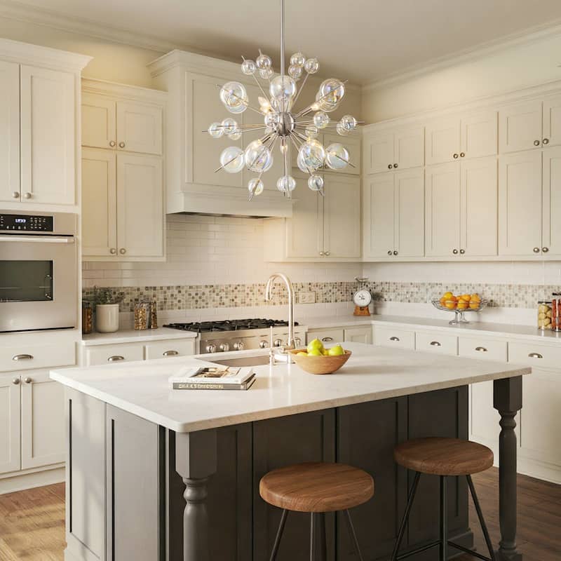 6-Light Sputnik Style Metal & Glass Chandelier with Colorful Glass Balls for Living Room - 6 Light