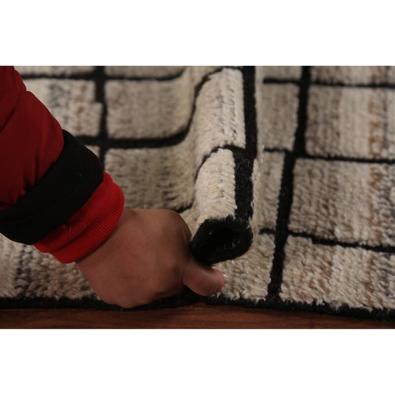 All-Over Moroccan Modern Area Rug Handmade Wool Carpet - 5'3" x 8'3"