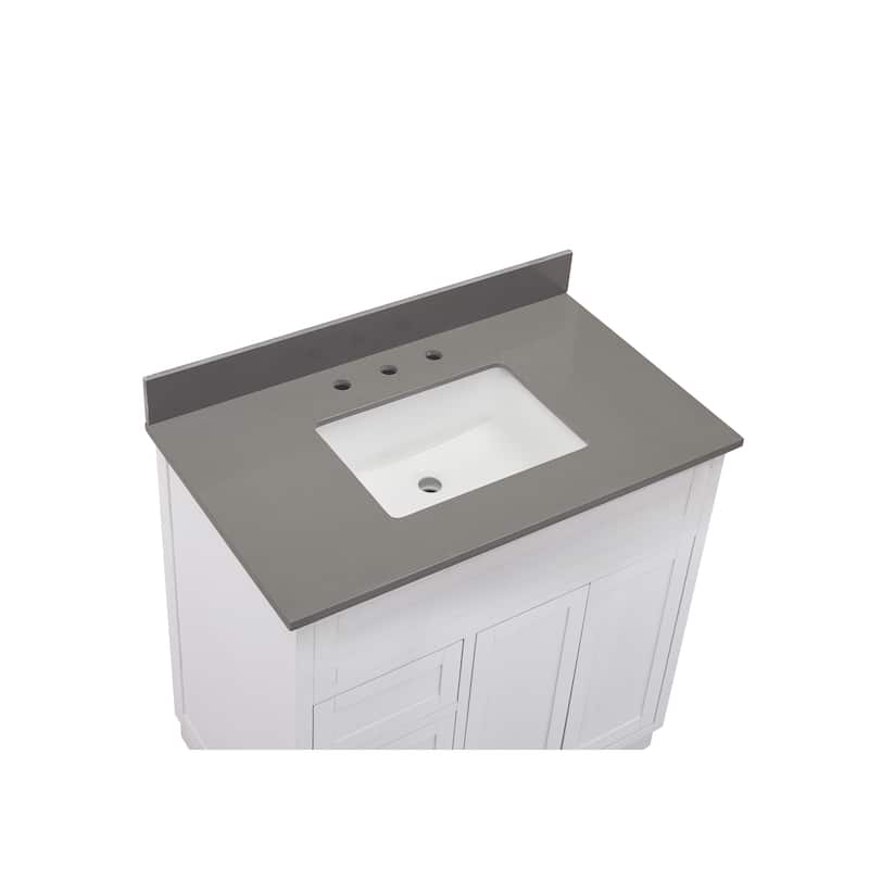 Altair Madrid Bathroom Vanity Countertop in Concrete Grey with White Sink without Vanity