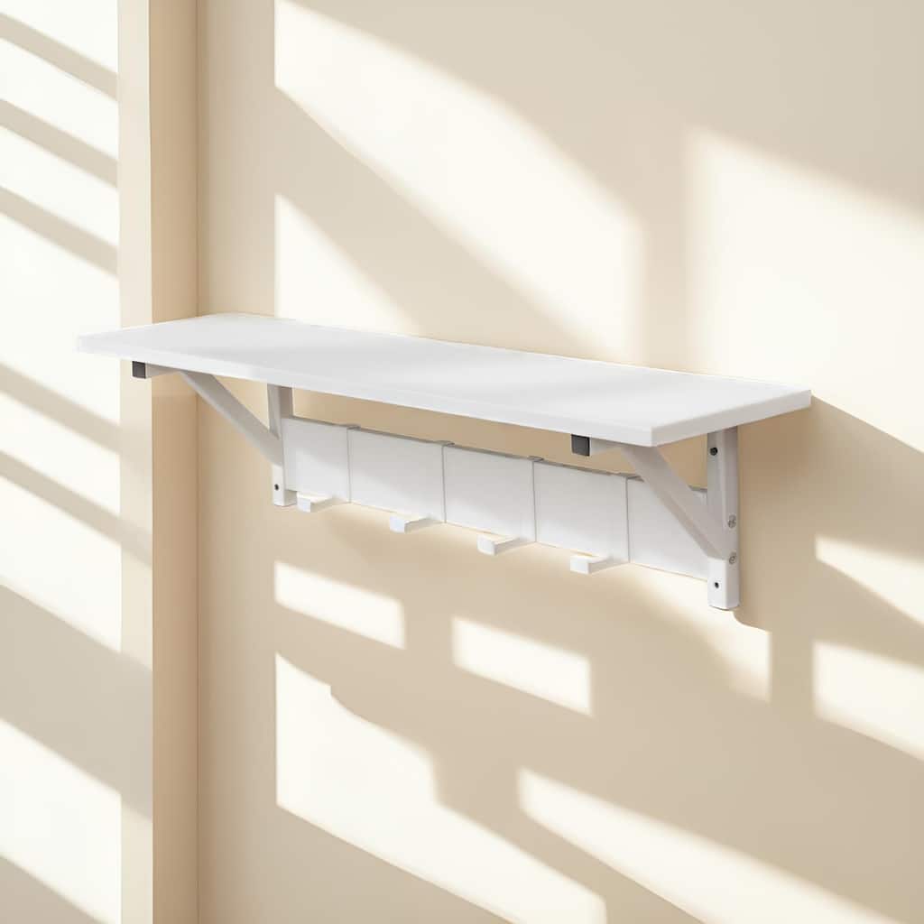 Wall Mounted Floating Coat Rack with Hooks Space Saving Entryway, Hallway, Bathroom Storage Organizer for Keys, Hats & Jackets