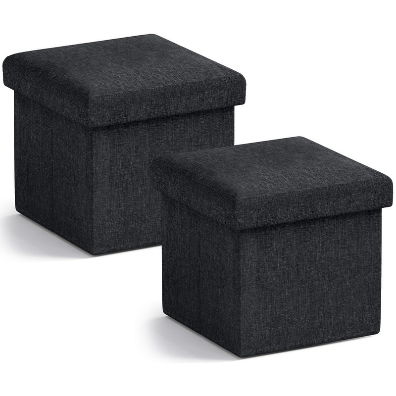 2 Pack Small Foldable Square Storage Ottoman Cube