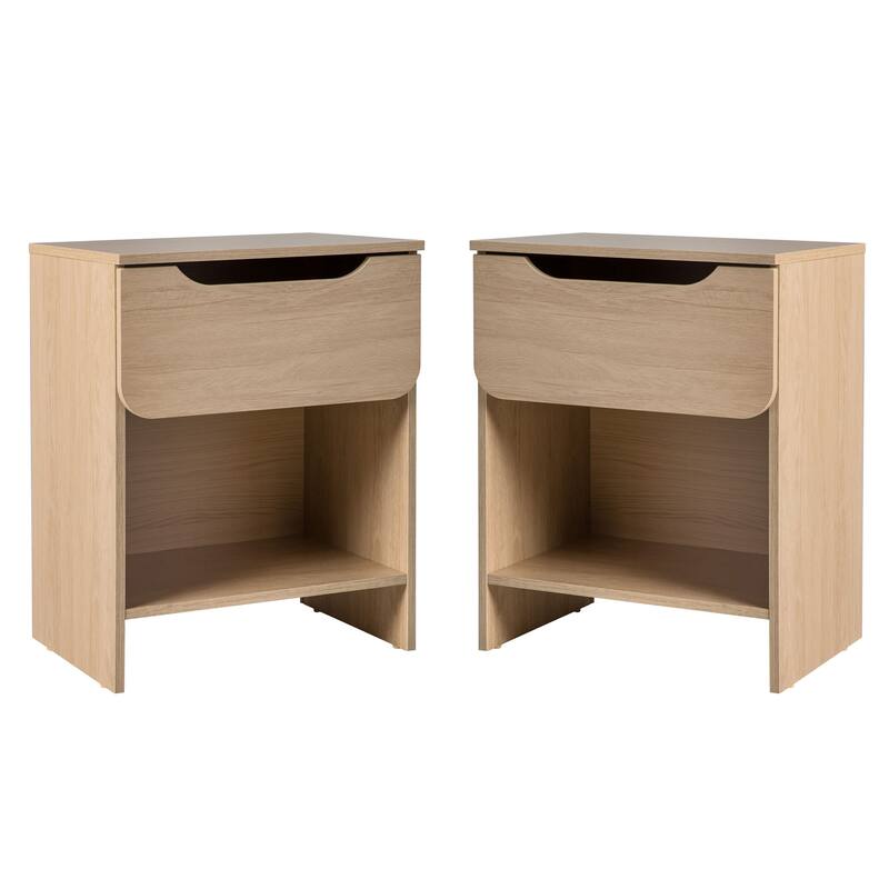 Middlebrook Designs Modern 1-Drawer Nightstand with Cubby (Set of 2)