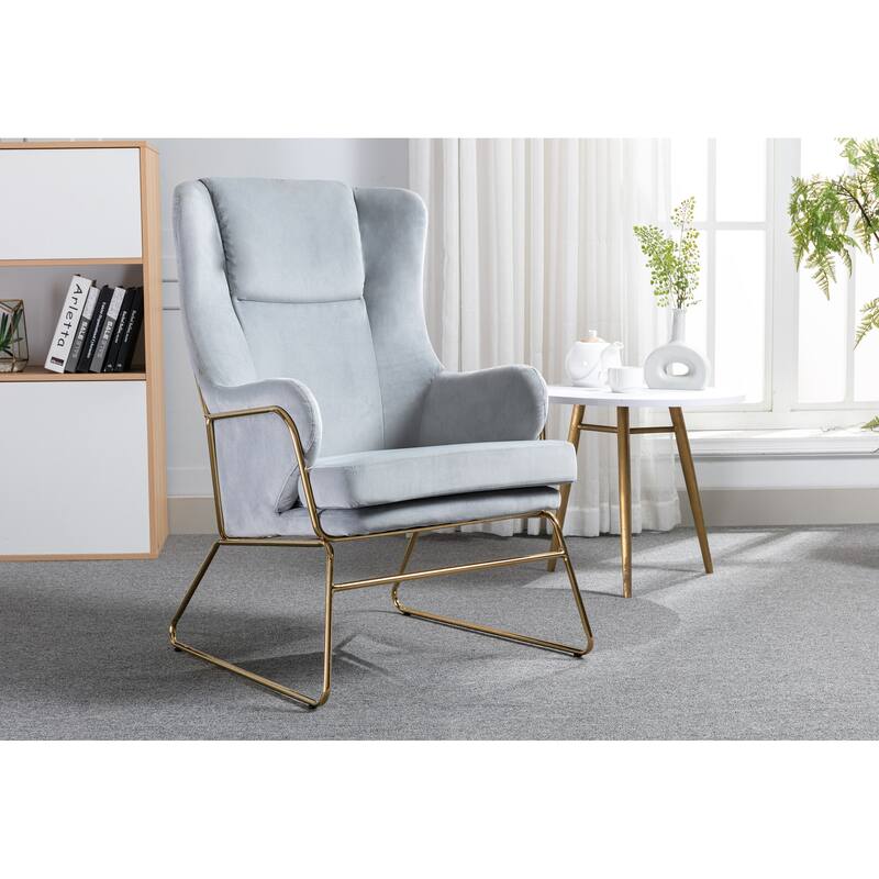 Porthos Home Brax Accent Chair with Armrests, Velvet, Golden Sled Legs