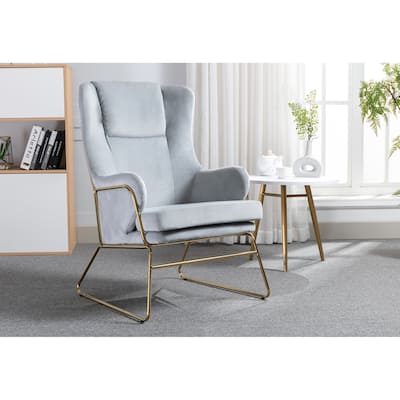 Porthos Home Brax Accent Chair with Armrests, Velvet, Golden Sled Legs