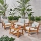 preview thumbnail 5 of 19, Grenada 4-pc. Outdoor Wood Chat Set by Christopher Knight Home Teak Finish + Sunbrella Cast Silver