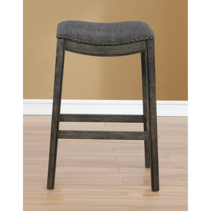 Upholstery Nailheaded Saddle Barstool Set Of 2
