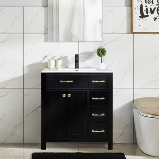 Eclife 30"/ 36" Bathroom Vanity Cabinet Set with Undermount Ceramic Vessel Sink Combo