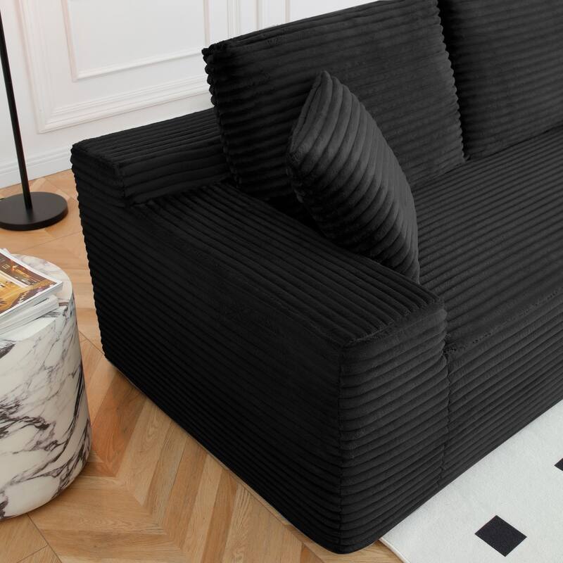 125'' U-Shaped Corduroy Sectional Sofa with Cup Holders, USB Ports and 2 Ottomans