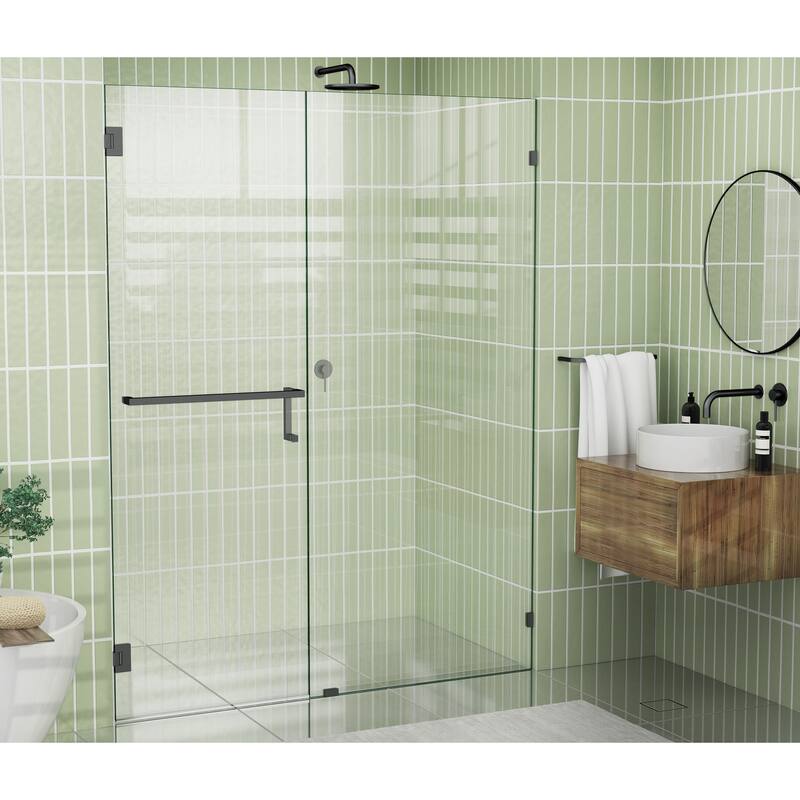 Glass Warehouse 78" x 60.75" Frameless Towel Bar Shower Door - Wall Hinge