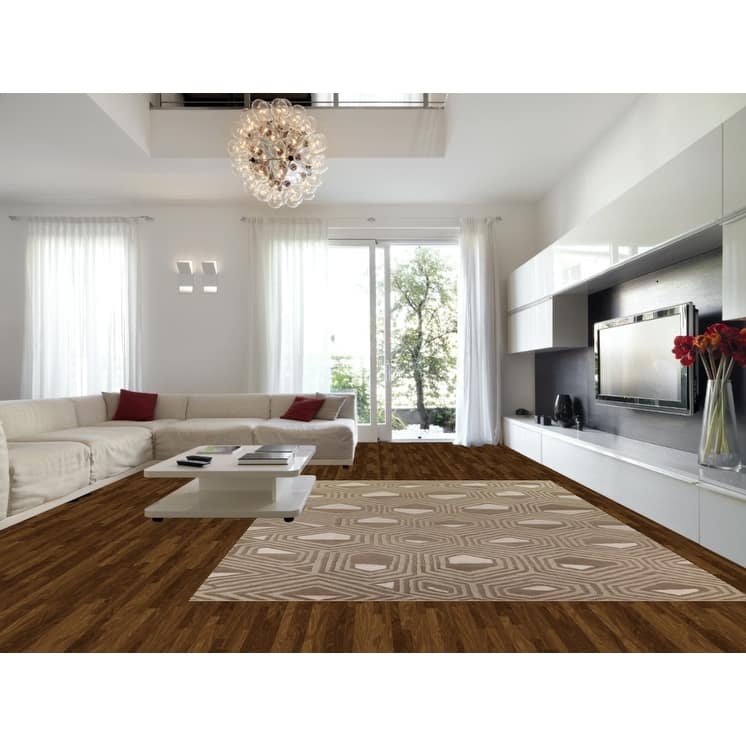 Large Abstract Modern Rug Handmade Wool Carpet - 9'11"x 13'9"