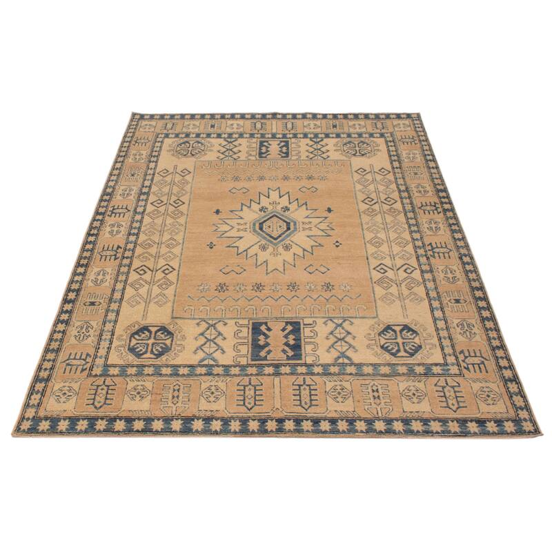 ECARPETGALLERY Hand-knotted Finest Ghazni Tan Wool Rug - 6'5 x 8'10