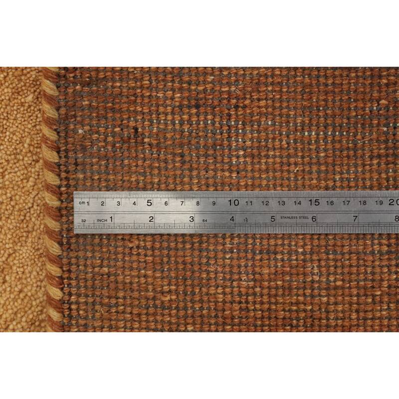 Hand Knotted Oriental 100% Wool Carpet Modern Geometric Yellow & Gold Gabbeh Area Rug - 12' 9'' X 9' 11''