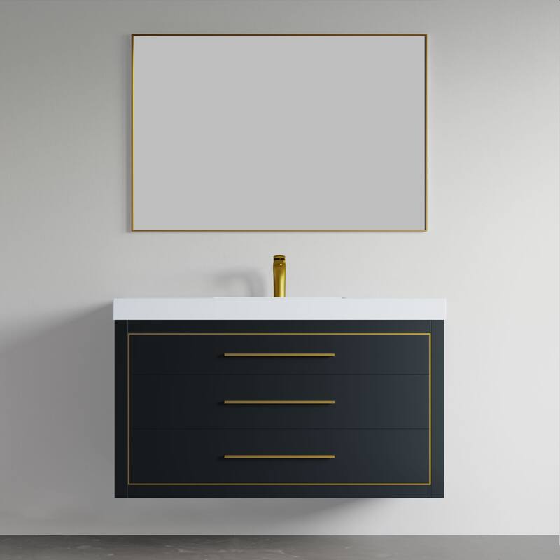 LaLa 48" Single Vanity Set - Charcoal with Brass Trim