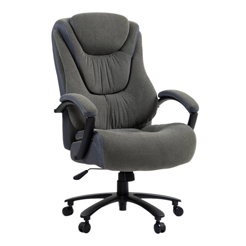 Set of Two Gray and Black Adjustable Height Swivel Rolling Executive Office Chairs