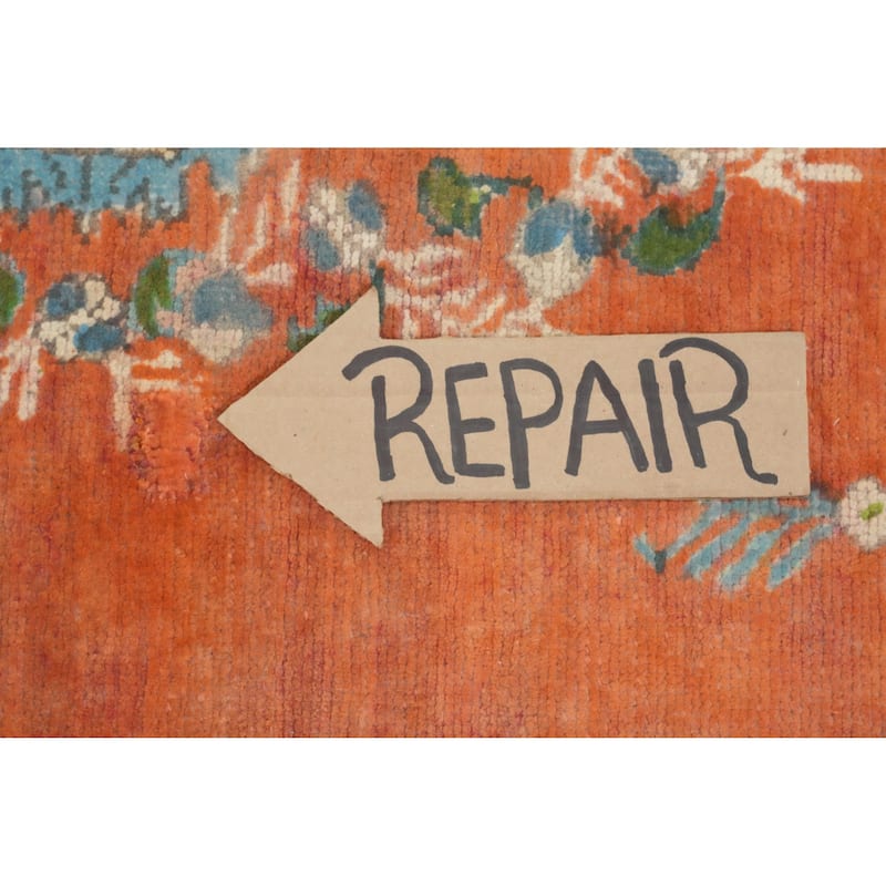 Hand Knotted Oriental 100% Wool Carpet Traditional Floral Oranges & Rust Tabriz Area Rug - 5' 10'' X 4' 6''