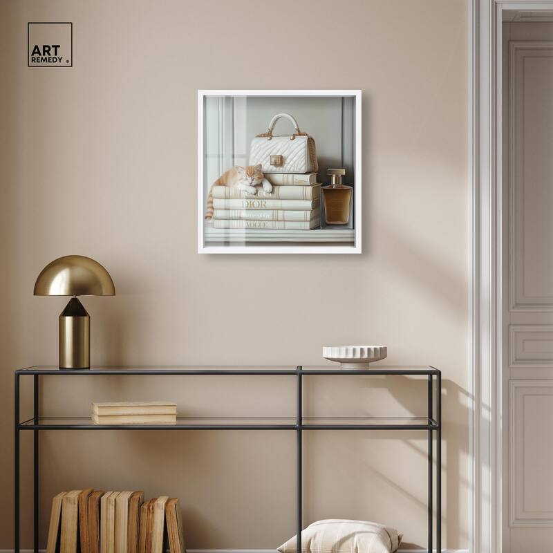 Ivory Books and Kitten Shadowbox by Art Remedy