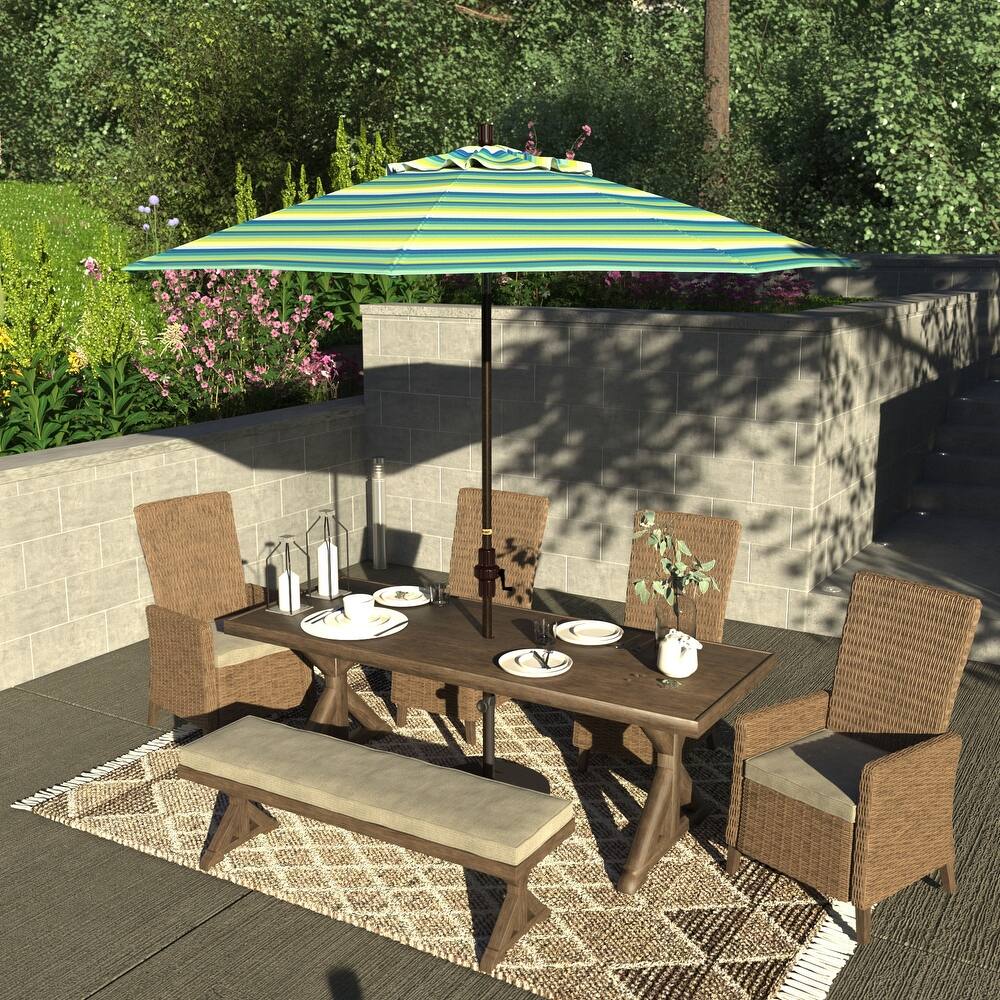 Okaloosa 9' Rd.Crank Lift Tilting, Aluminum Pole Fiberglass Rib Patio Umbrella Sunbrella Fabric by Havenside Home