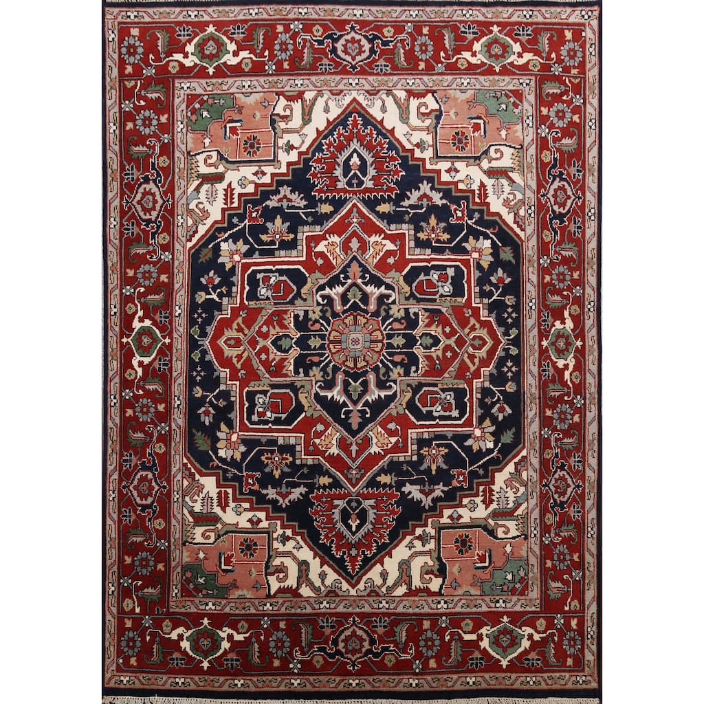 Geometric Heriz Serapi Oriental Dining Room Wool Area Rug Hand-Knotted - 8'0" x 10'0"