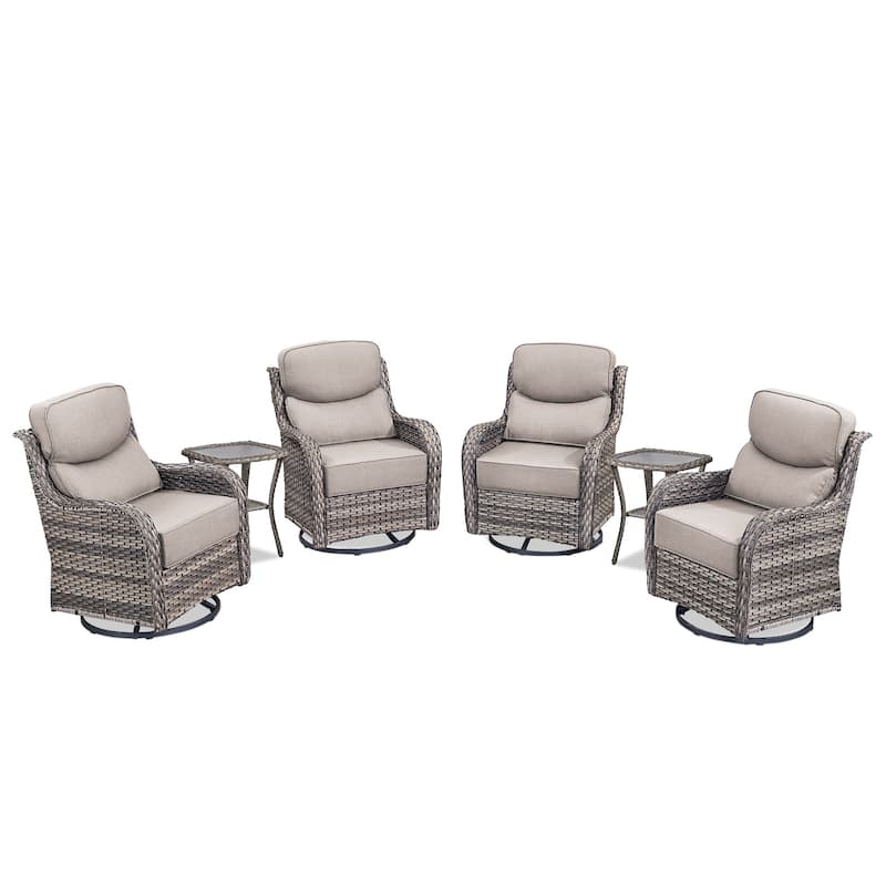 Outdoor Swivel Chairs with 6-Inch Thick Cushions for Garden