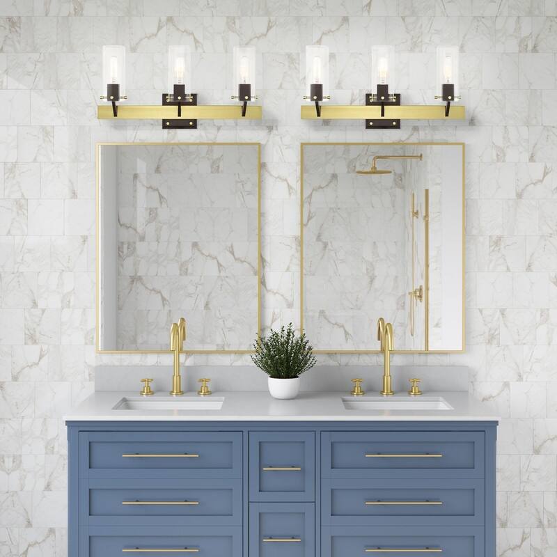 Livex Lighting 3-Light Satin Brass Vanity Sconce, 17823-12 - 23.75"W x 12"H x 5.5"D