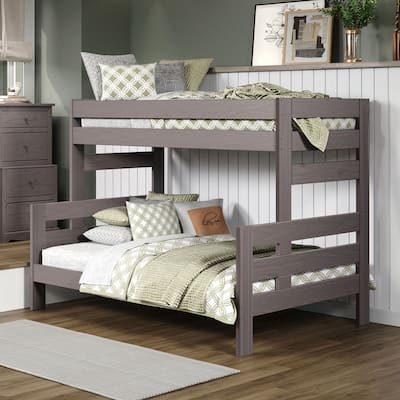 Twin over Full Pine Bunk Bed with Plank Wood Design