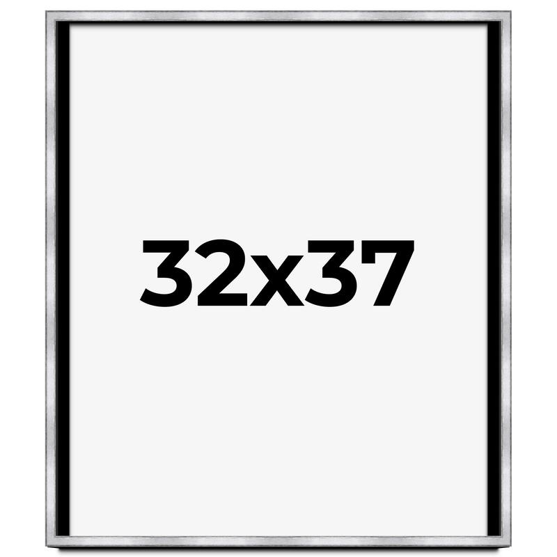 32x37 Shadow Box Frame Silver | 1.375 Inches Deep Real Wood
