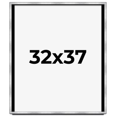 32x37 Shadow Box Frame Silver | 1.375 Inches Deep Real Wood
