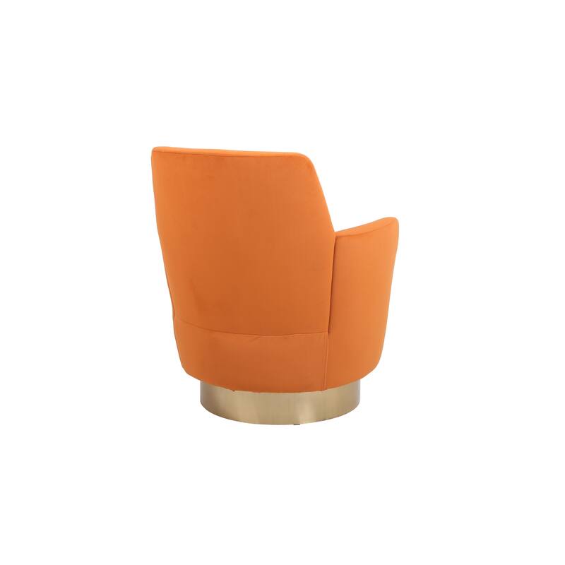 Velvet Swivel Barrel Chair with Gold Stainless Steel Base, High-Density Foam and 360° Rotation
