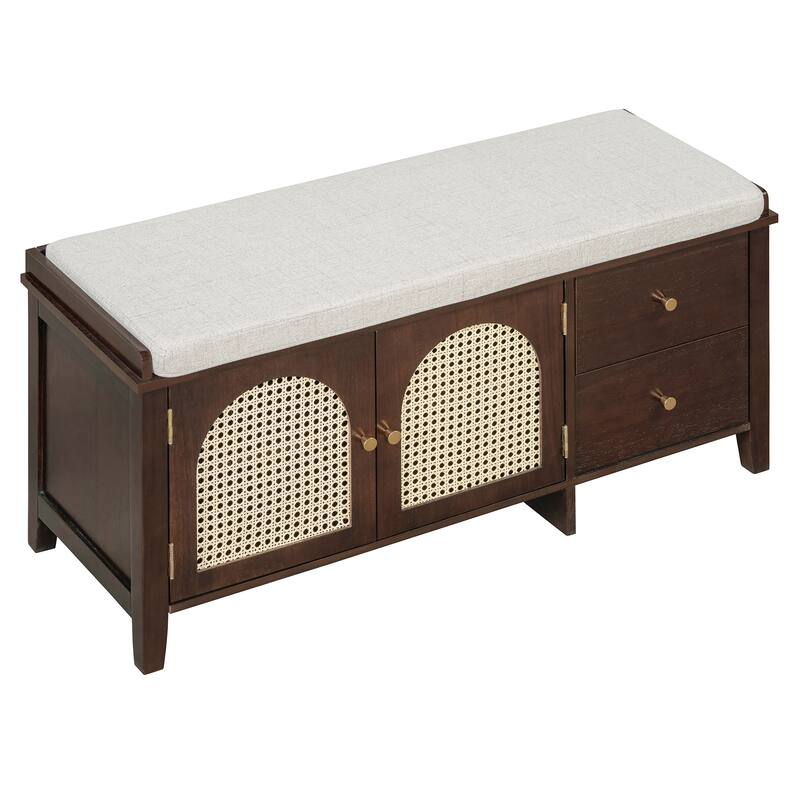 Shoe Storage Bench, Vintage Shoe Bench with Storage and Cushion, Shoe Bench