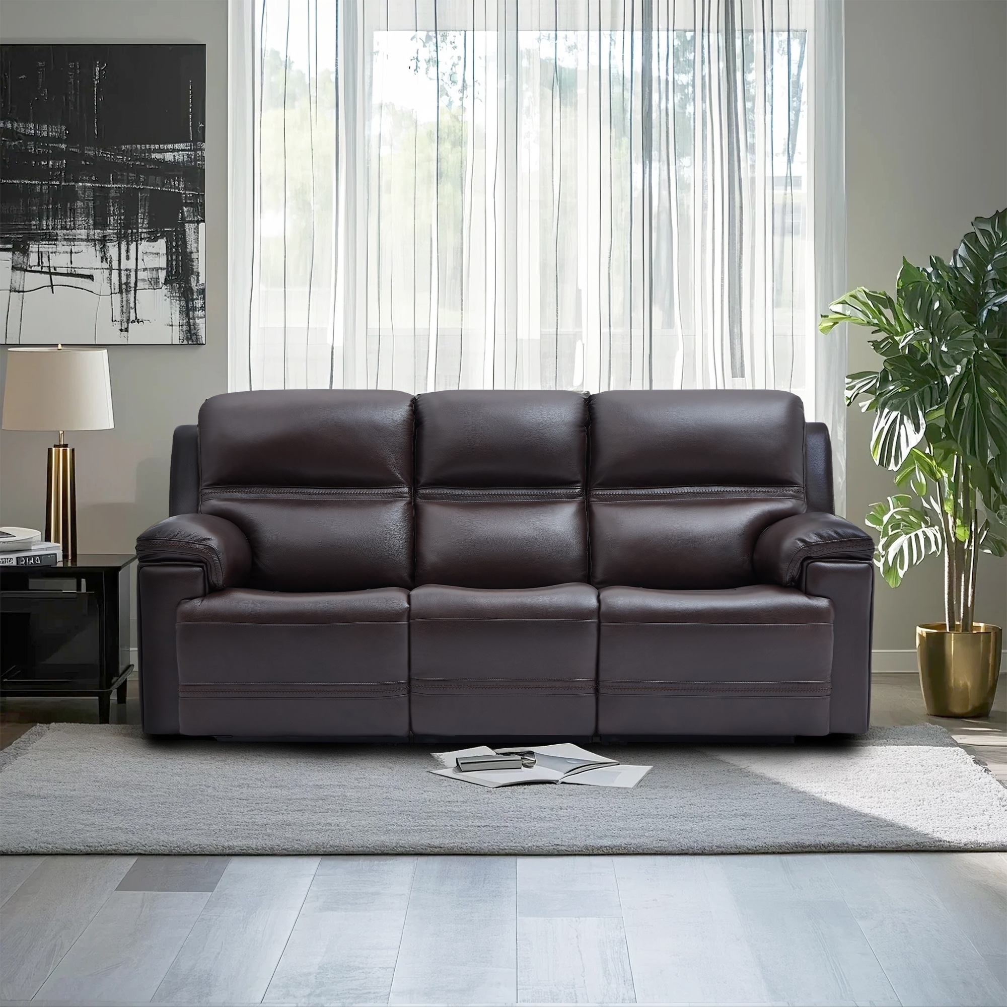 Genuine Leather Dual Power Sofa with Zero Gravity, Adjustable Headrest, Footrest, USB/Type-C