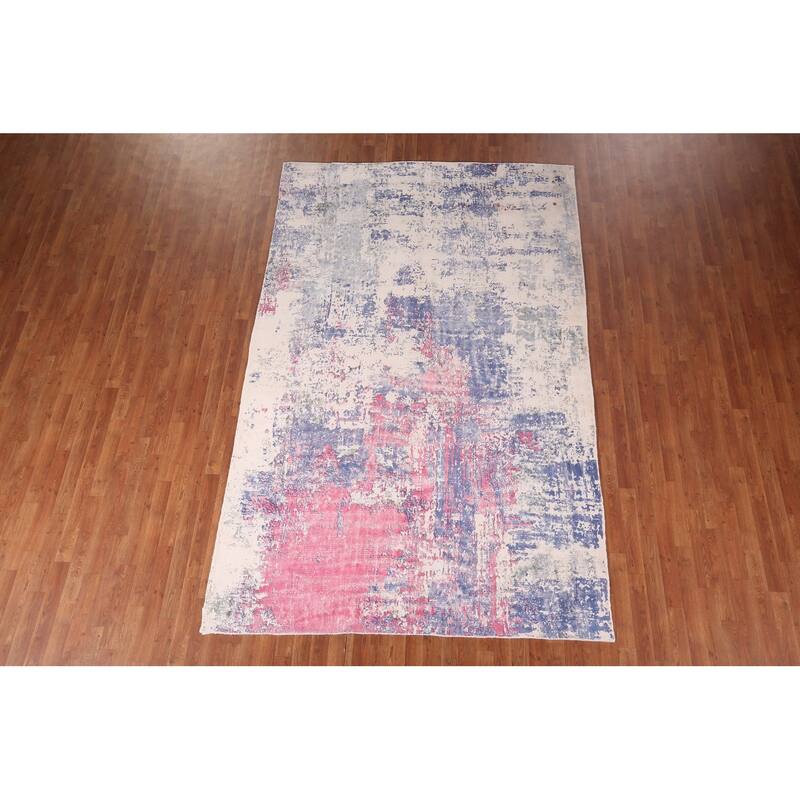 All-Over Abstract Contemporary Rug Hand-Knotted Bedroom Wool Carpet - 6'7"x 10'2"
