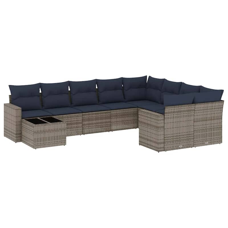 vidaXL 10 Piece Patio Sofa Set with Cushions Poly Rattan (US only)