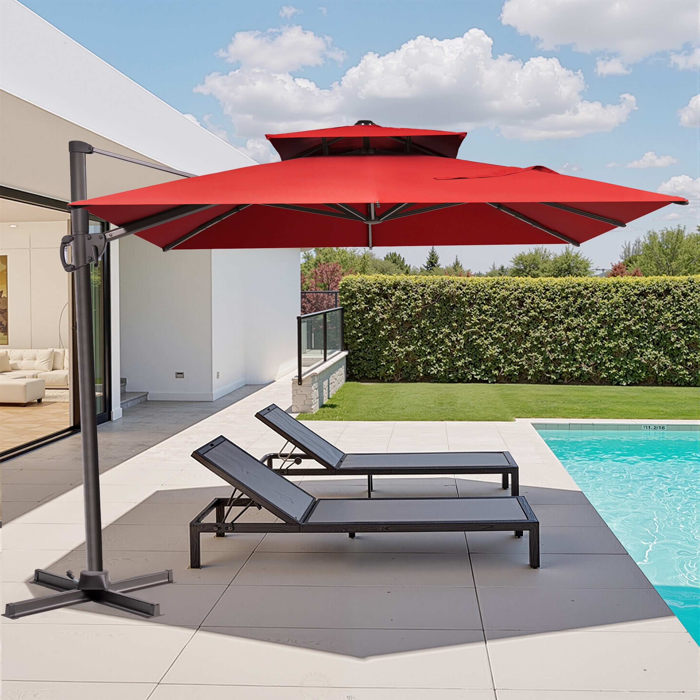 VredHom 9X11FT Aluminum Outdoor Dual Wind Vent Offset Cantilever