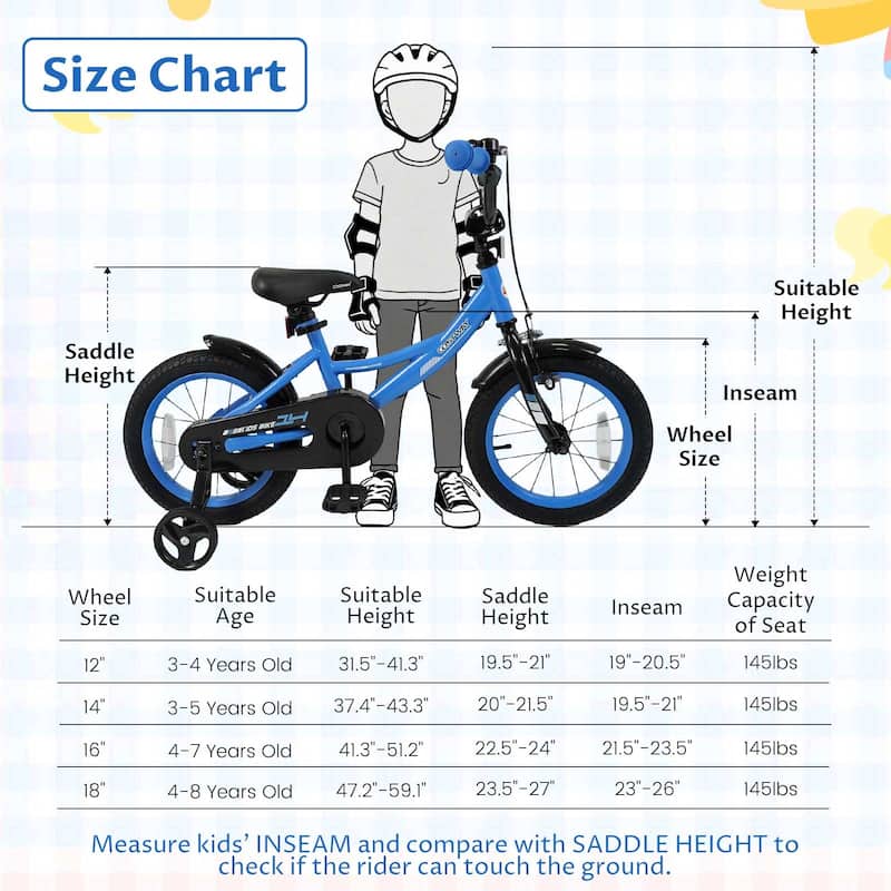 Costway 14" Kids Bike with Removable Training Wheels Adjustable Seat & - See Details