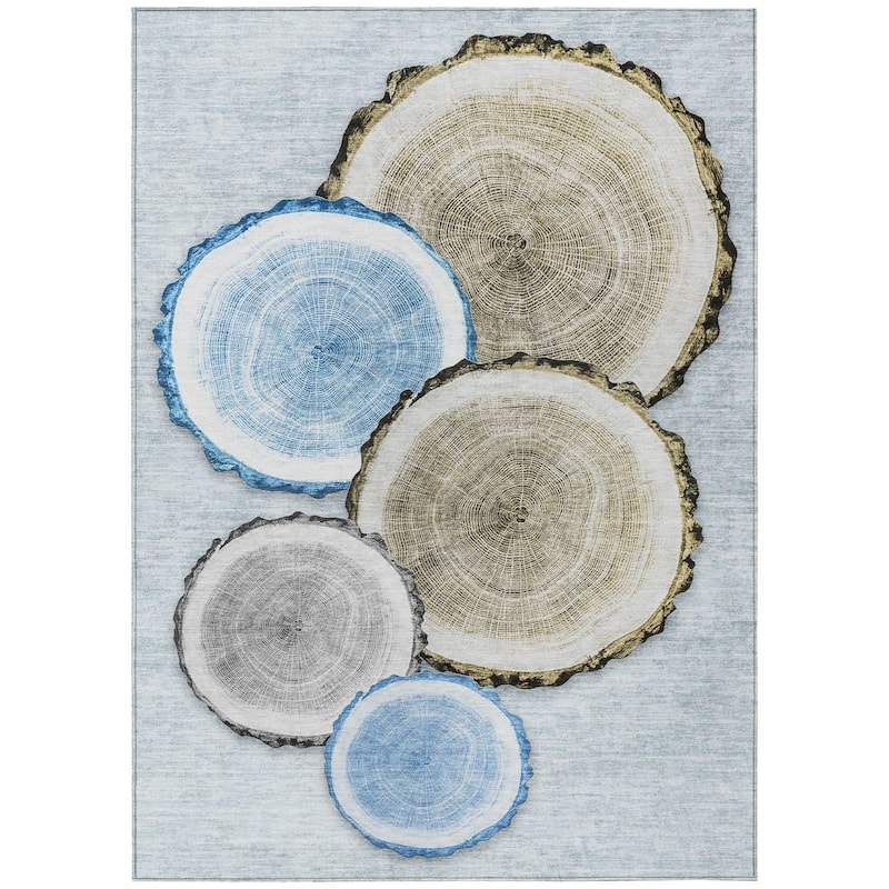 Machine Washable Indoor/ Outdoor Modern Wood Chantille Rug
