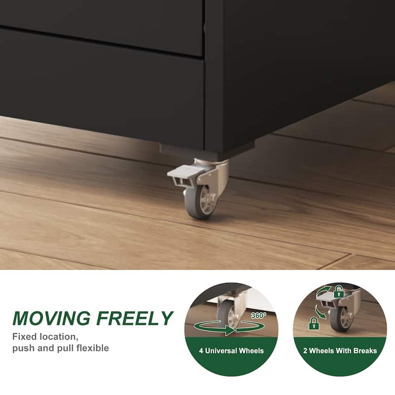 4 Drawer Metal Locking Vertical File Cabinet on Wheels - Heavy-Duty Lockable Cabinet for Home & Office, 17.71"D*15.16"W*52.28"H