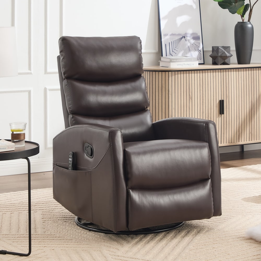 Heat Massage Manual Recliner Chair With Rocker And Swivel In Fabric