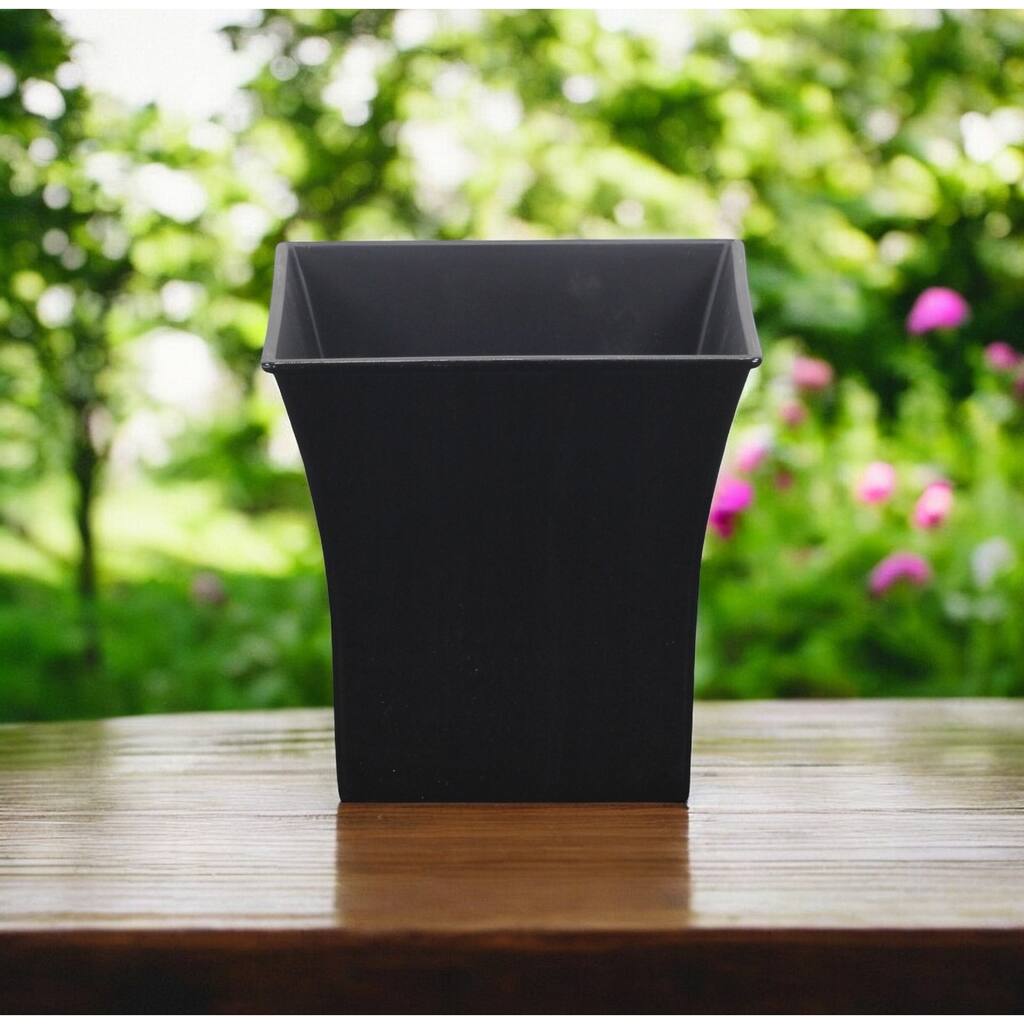 HomeRoots 7" Black Recycled Plastic Indoor Outdoor Square Nursery Pot