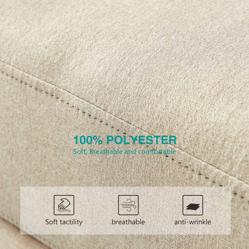 Beige Fabric Single Seat Chair with Solid Wood Legs